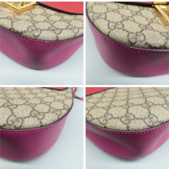 100% Authentic GUCCI Padlock Brown & Red Canvas Shoulder Bag - Picture 5 of 12